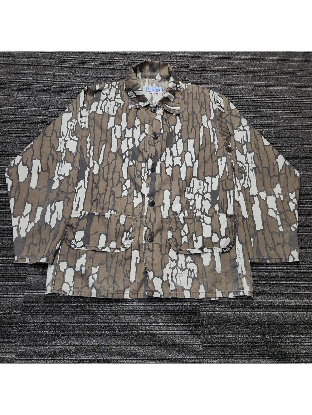 Vintage Trebark Camo Hunting Shirt Jacket USA Tree Bark Button Front